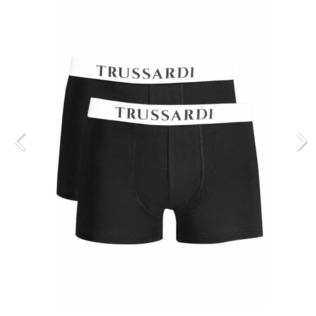 TRUSSARDI                                        Underwear Man Set 2 Boxer Slip Uomo Cotone Nero/Bianco