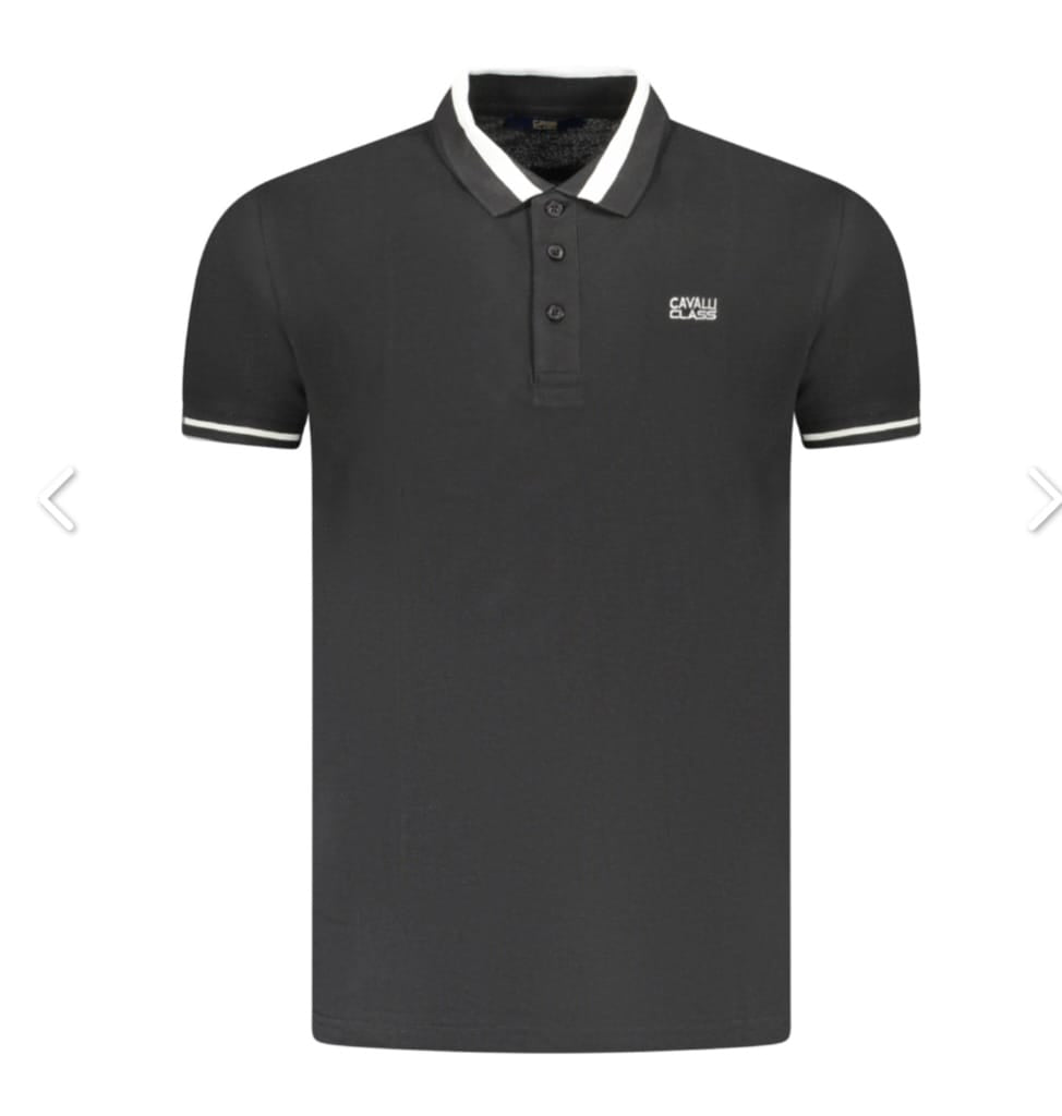 CAVALLI CLASS                                               Polo Regular Uomo Manica Corta Cotone Regular Fit Nera