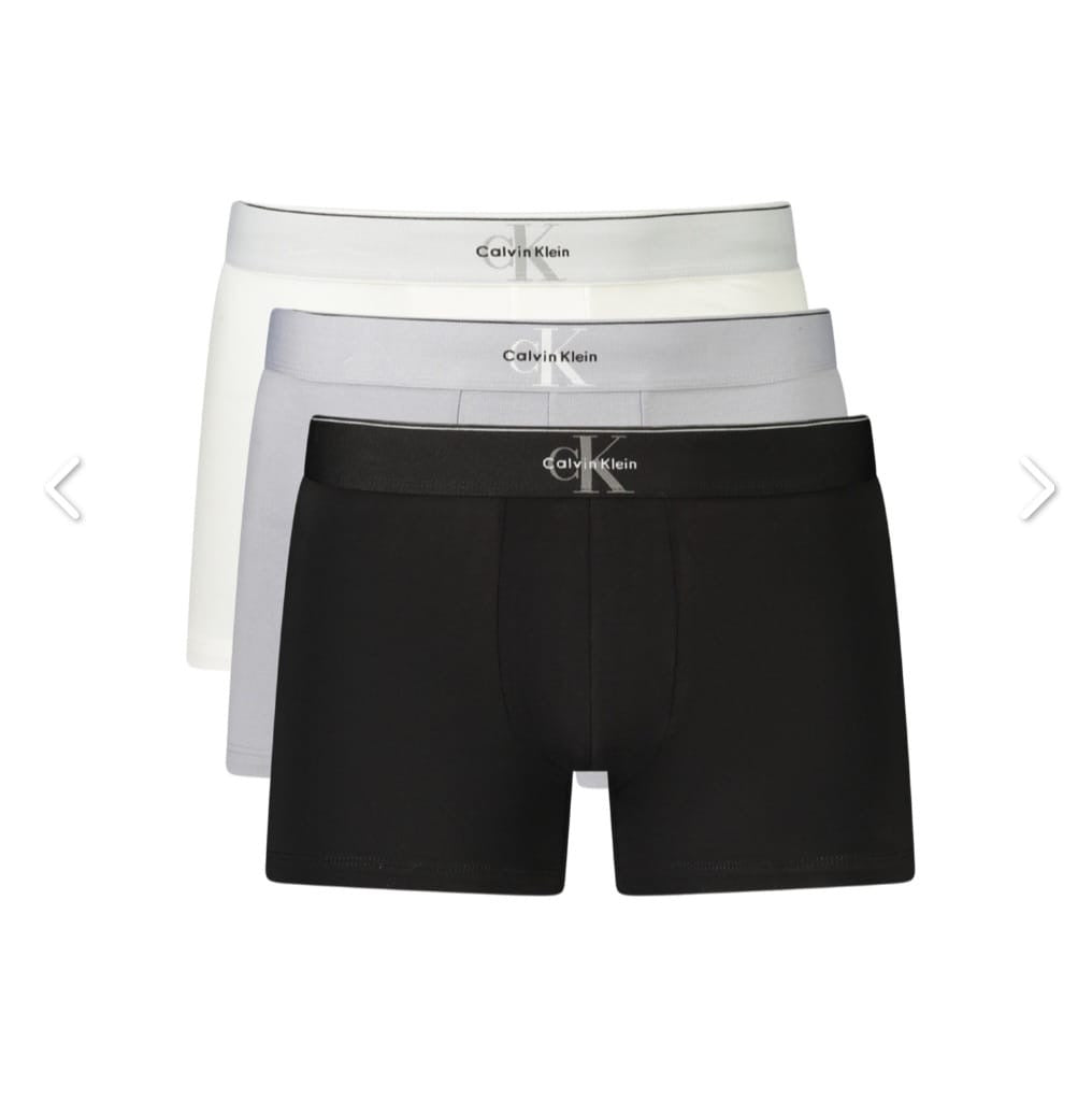 CALVIN KLEIN                                    Underwear Set 3 Boxer Uomo Cotone Elasticizzato Nero Bianco E Grigio CK